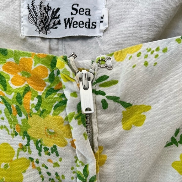 VINTAGE mcm 60s 70s floral playsuit extra small small green yellow orange - Picture 6 of 10